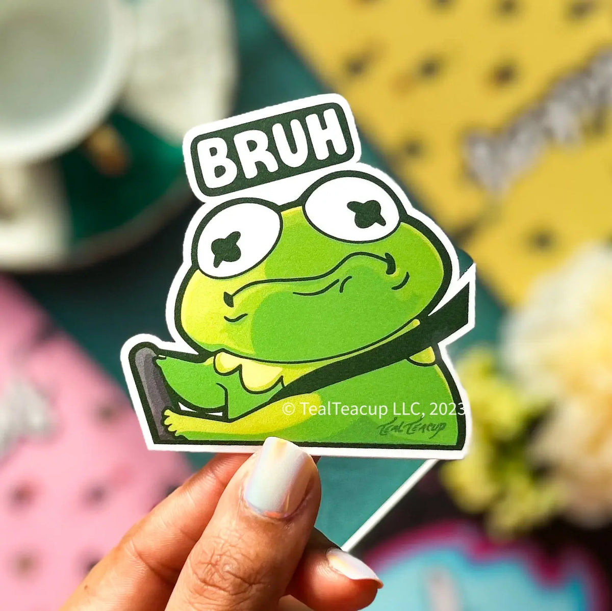 Kermit Bruh Frog Sticker - TealTeacup LLC