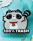 "100% Trash" Chonk Trash Panda Pin TealTeacup LLC