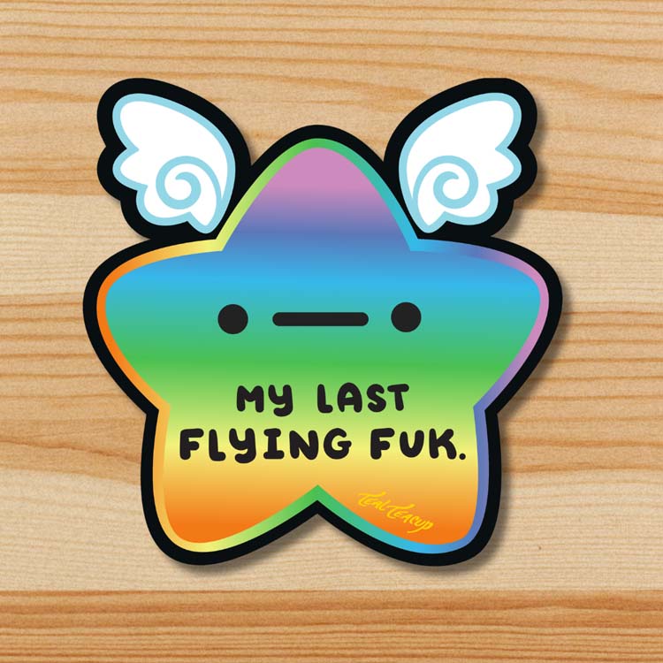 “My Last Flying Fk” Rainbow Star Decal Car Decal