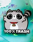 "100% Trash" Chonk Trash Panda Pin TealTeacup LLC