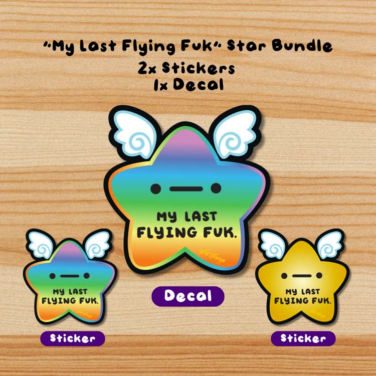 BUNDLE: “My Last Flying Fk” 2x Stickers + Decal Car Decal