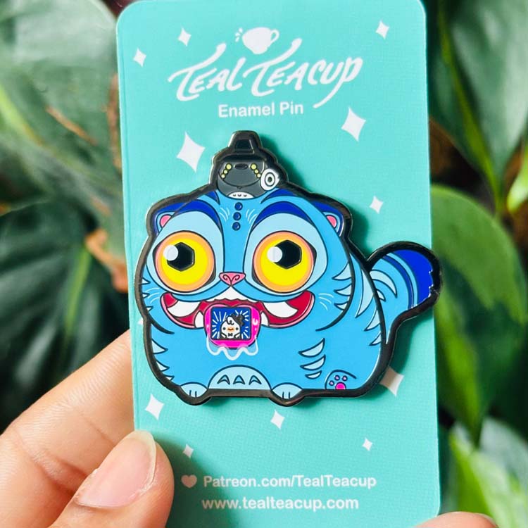 Chonk Derpy Tiger Invite Pin TealTeacup Shop