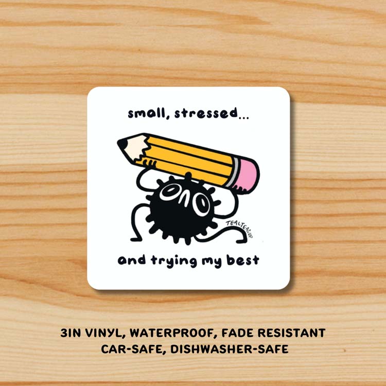 “small, stressed and trying my best” Soot Sprite Sticker Sticker