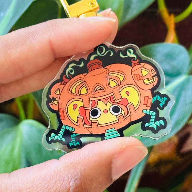 Howl's Moving Pumpkin Double-Sided Calcifer Charm Keychain