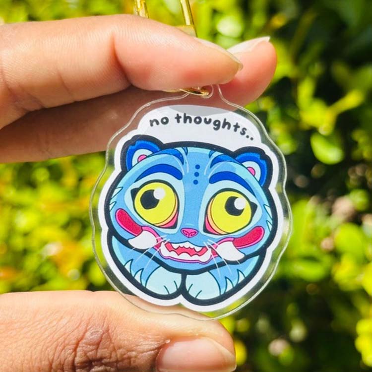 Derpy Tiger “No Thoughts” Charm TealTeacup Shop