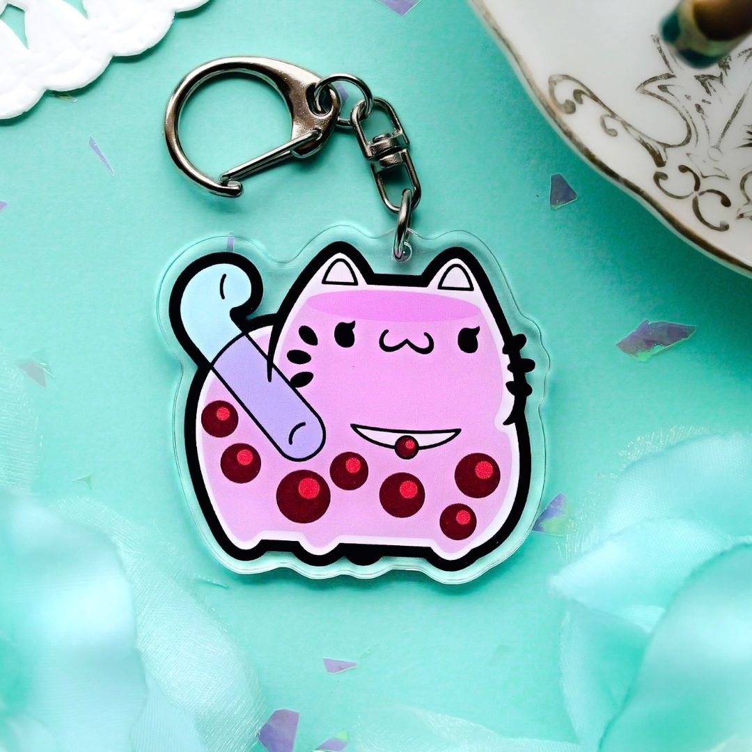ChonkCat Boba Taro Charm Keychain