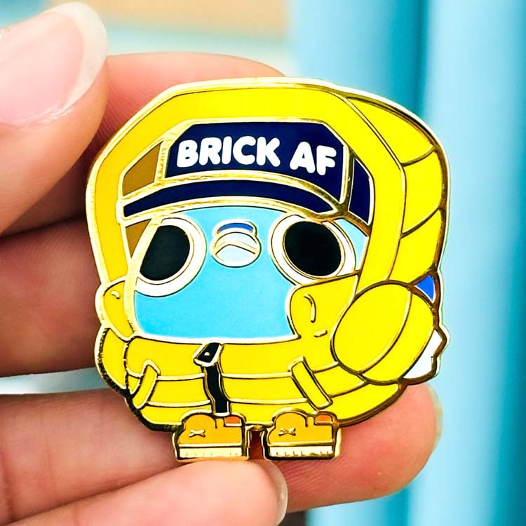 "BRICK AF" Blue ChonkPigeon Pin Enamel Pin