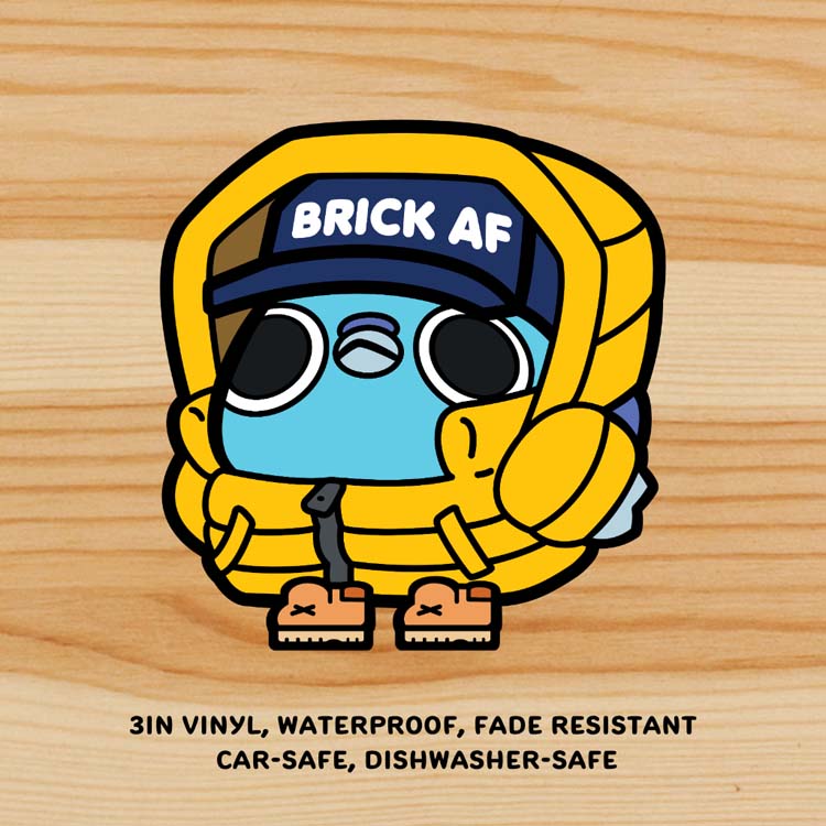 BRICK AF Blue ChonkPigeon Sticker Sticker