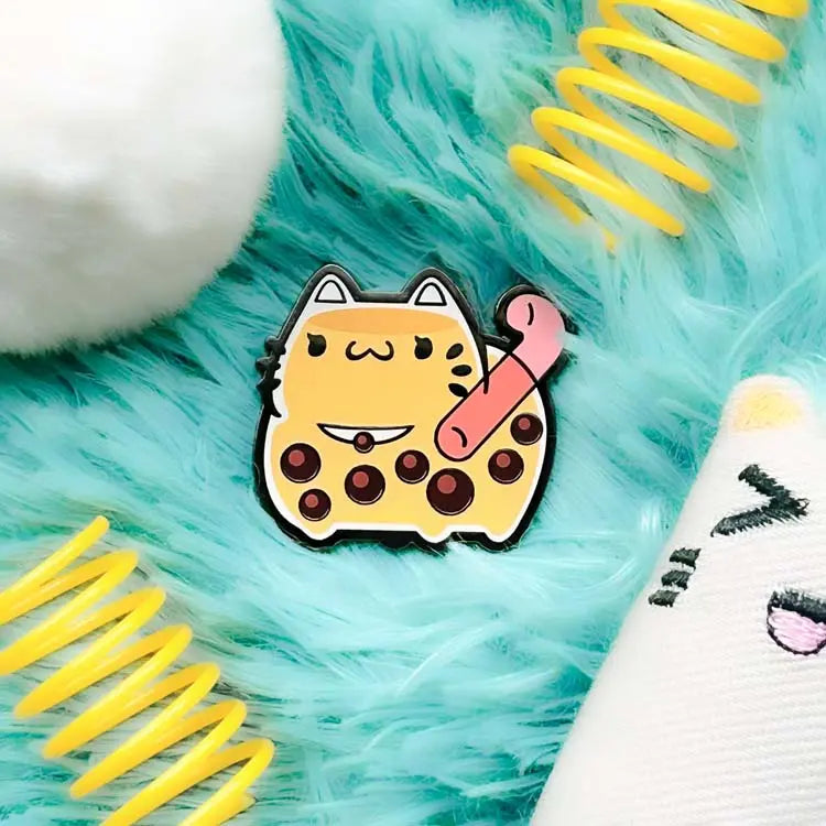 ChonkCat Milk Tea Boba Pin Enamel Pin
