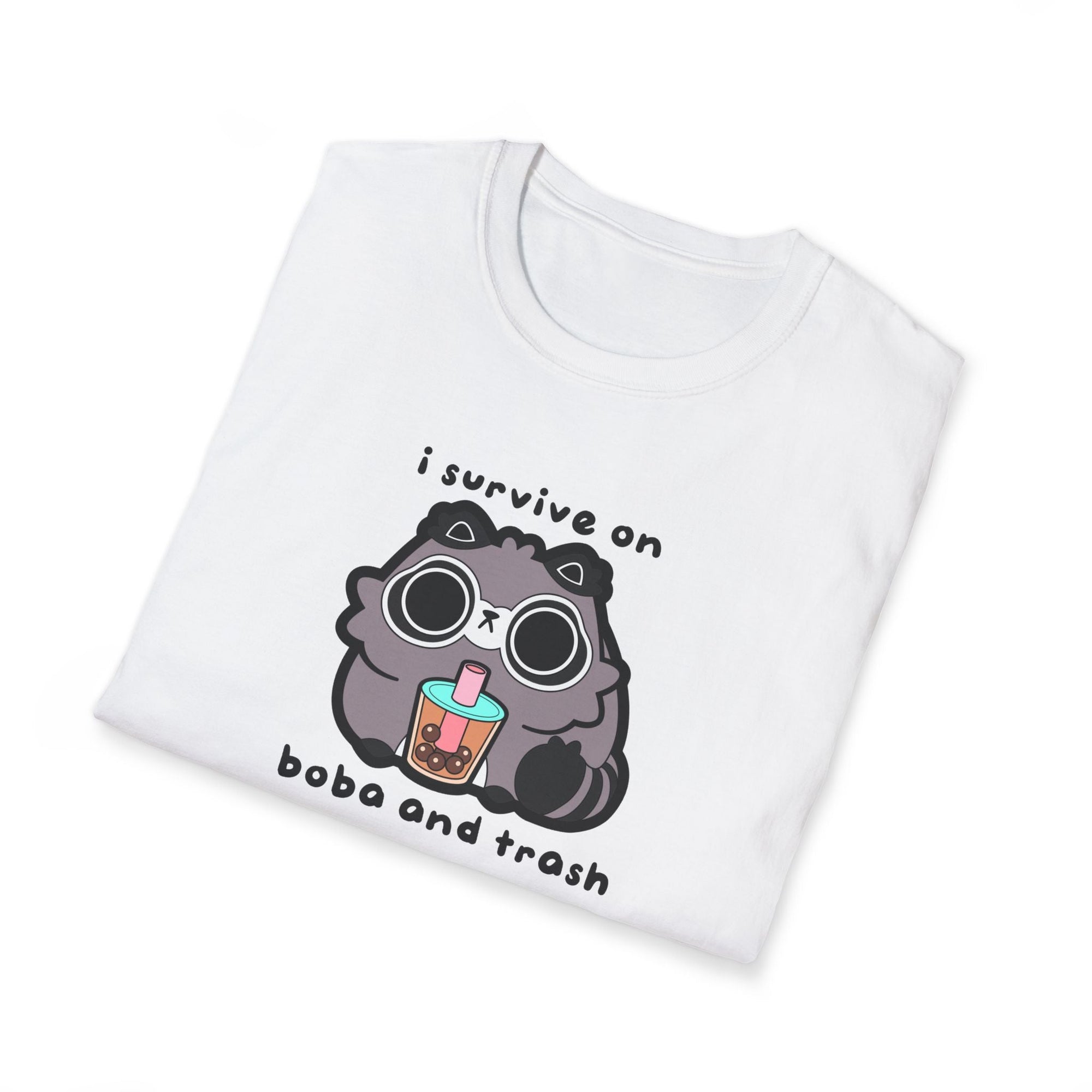 "I survive on boba and trash" Chonk Trash Panda T-Shirt Printify