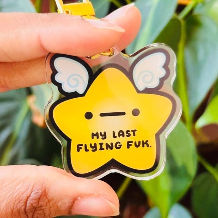 “My Last Flying Fuk” Gold Star Charm Keychain