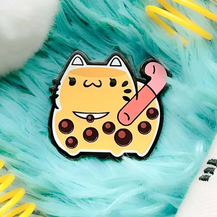 ChonkCat Milk Tea Boba Pin Enamel Pin