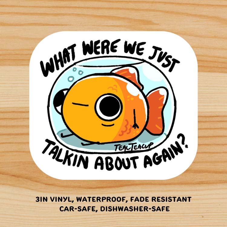 Goldfish Brain Sticker Sticker