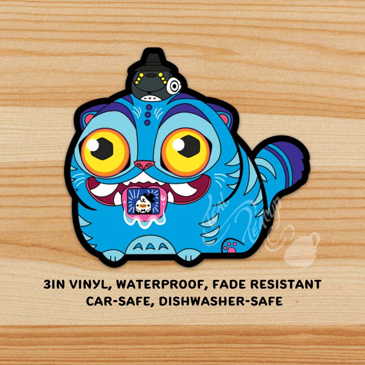 Chonk Derpy Tiger Invite Sticker TealTeacup Shop