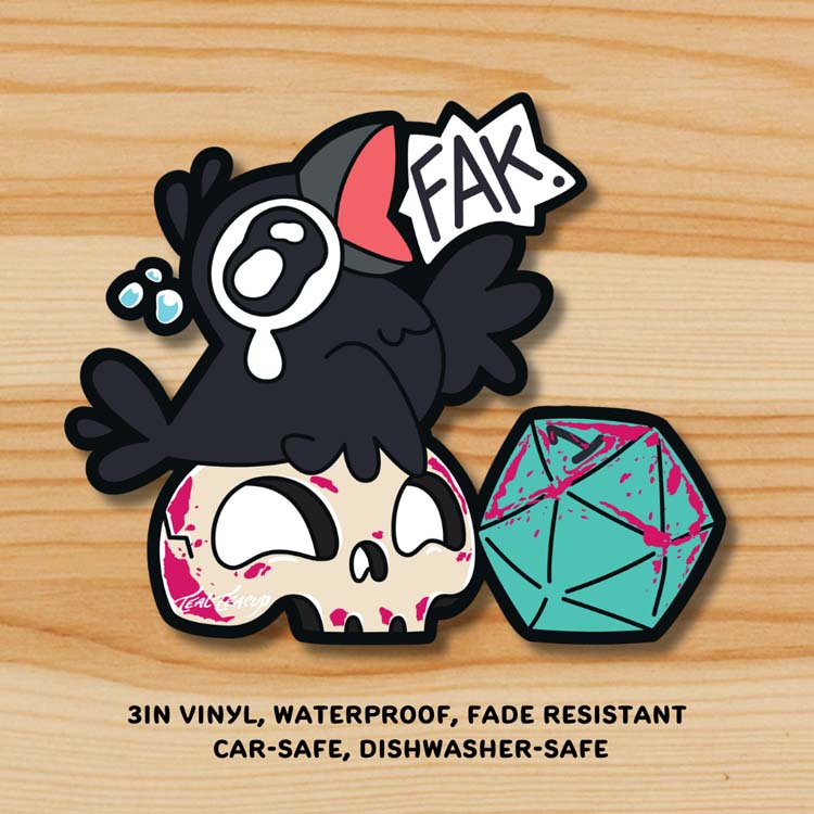 "Fak" Critical Fail ChonkCrow Sticker Sticker