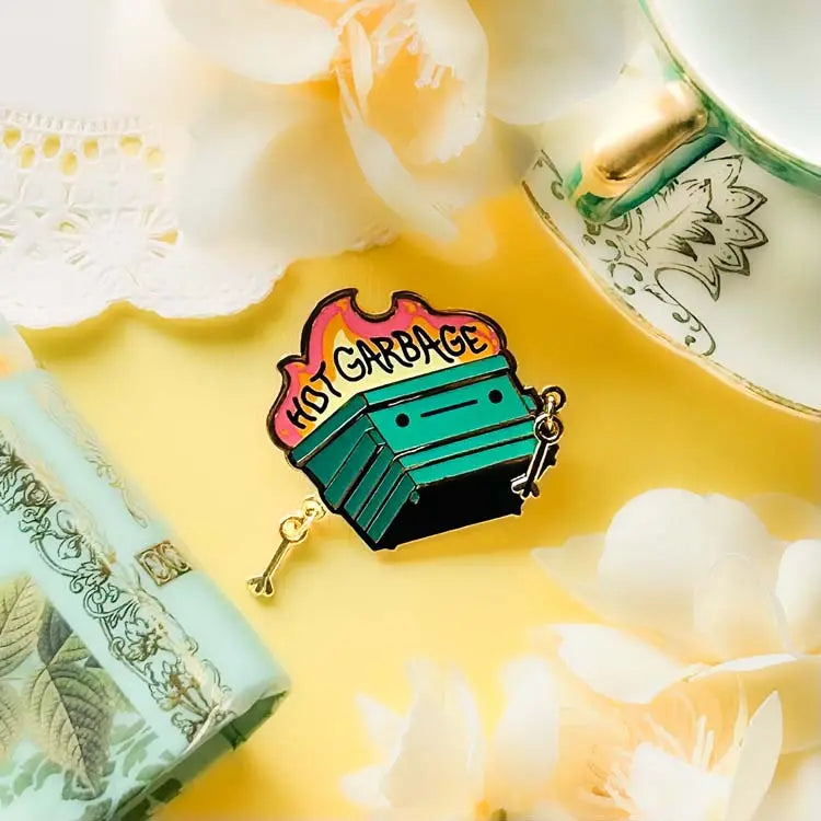 Dumpster Fire Hot Garbage Pin - Enamel Pin Trash Pin -TealTeacup LLC