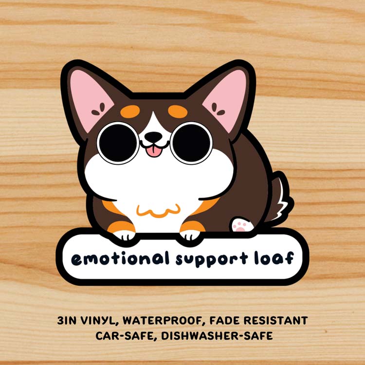 Emotional Support Loaf ChonkDog Corgi Tricolor Sticker Sticker