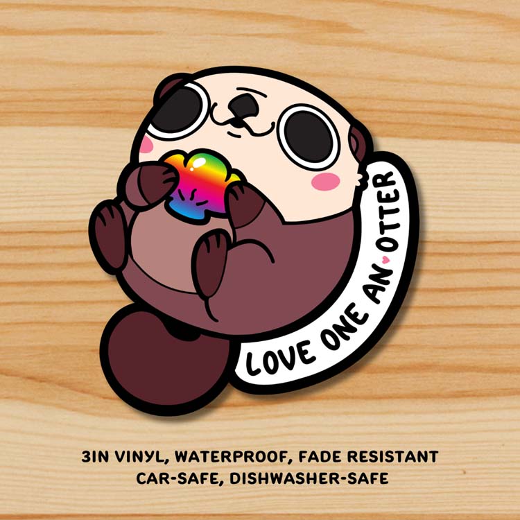 "Love one an Otter" Chonk Sea Otter Sticker Sticker