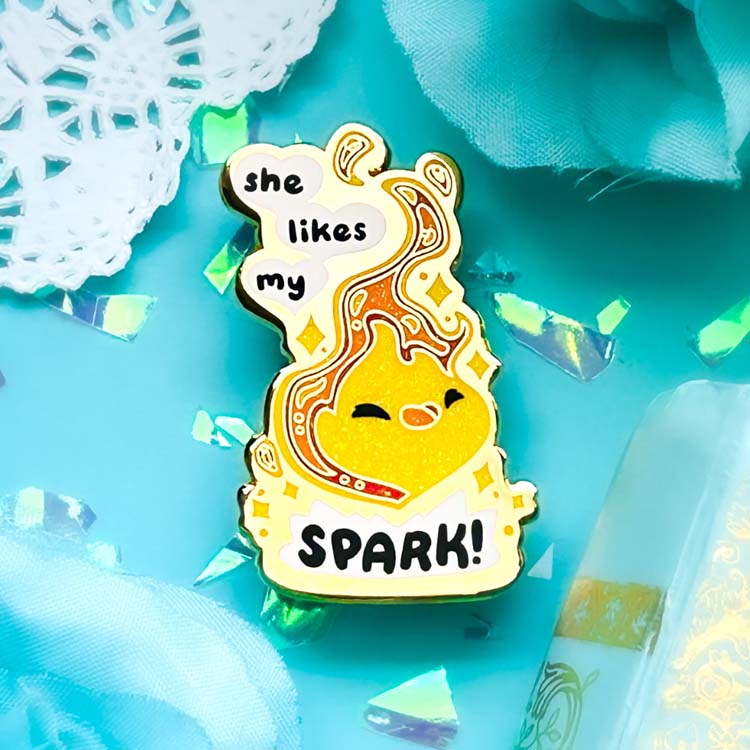 "She likes my Spark" Flame Baby Pin Enamel Pin