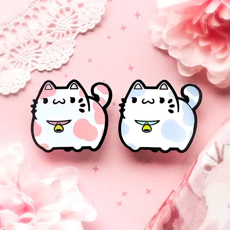 BUNDLE: 2 ChonkCat Cow Pins TealTeacup Shop