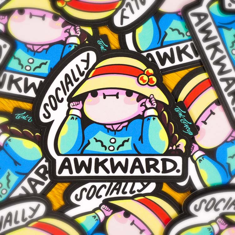 Awkward Reaction Sticker Socially Awkward Sophie Sticker – TealTeacup LLC