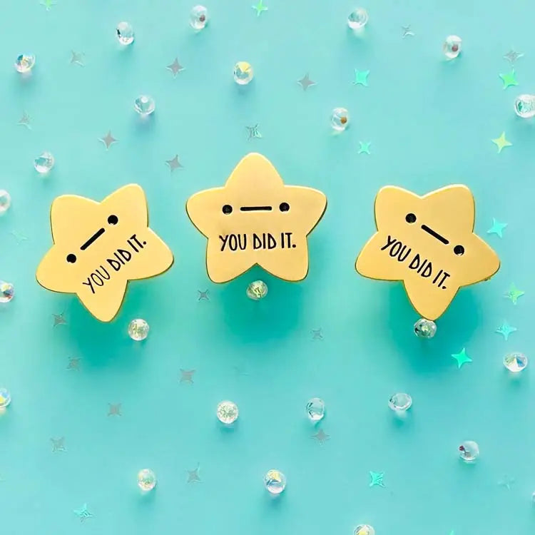 You Did It Gold Star 3-Pin Set Enamel Pin Set