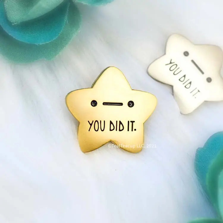 You Did It Gold Star 3-Pin Set Enamel Pin Set