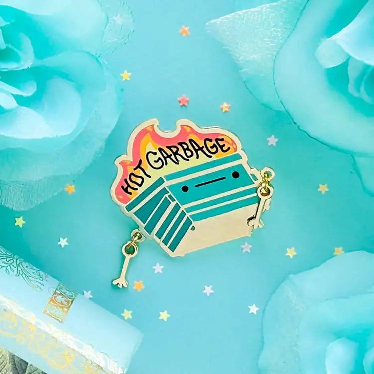 Dumpster Fire Hot Garbage Pin - Enamel Pin Trash Pin -TealTeacup LLC