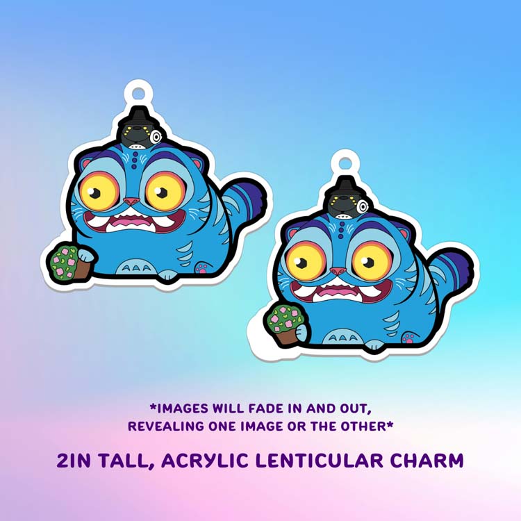 Chonk Derpy Tiger Planter Lenticular Charm TealTeacup Shop