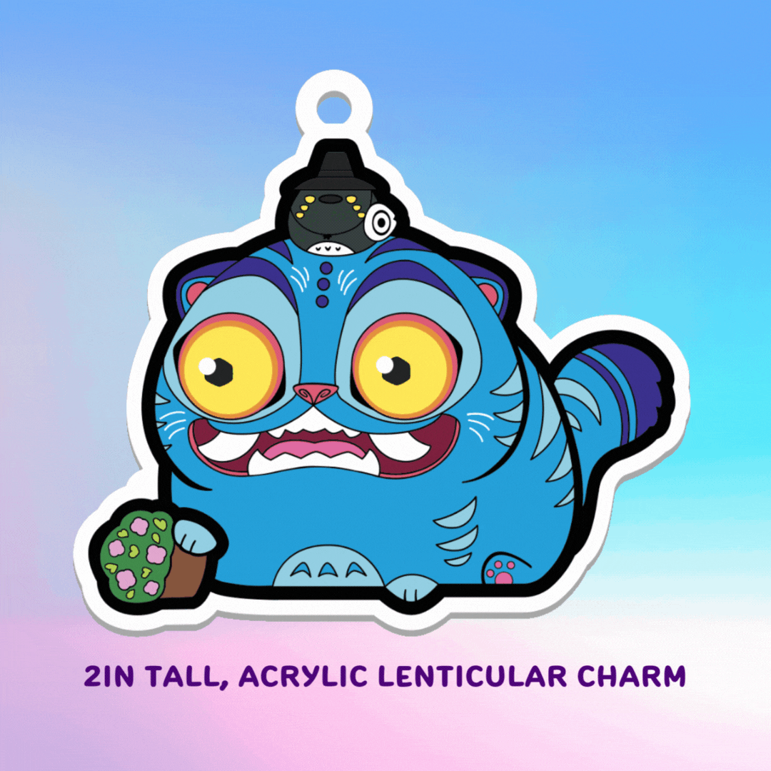 Chonk Derpy Tiger Planter Lenticular Charm TealTeacup Shop