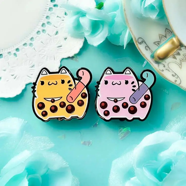 BUNDLE: 2 ChonkCat Boba Tea Pins Enamel Pin Set