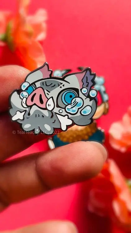 Inosuke-Cry Pin (w/ Magnetic Mask) - TealTeacup LLC